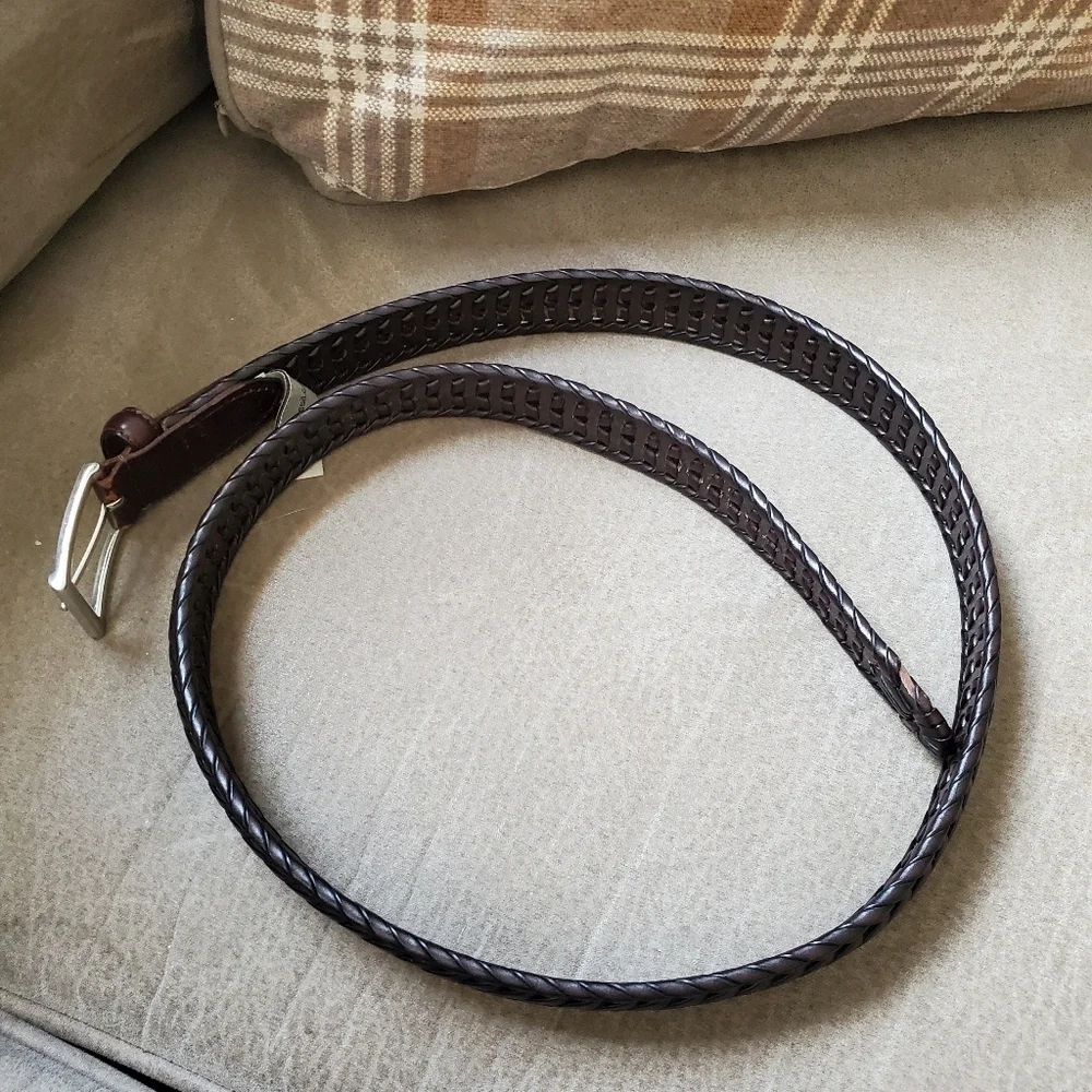 Fossil Men's Brown Woven Leather Belt In Myles  Cognac Size 38